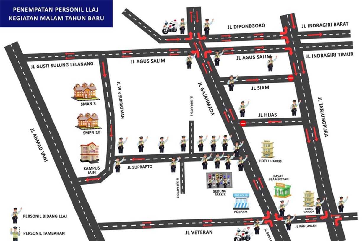 Rekayasa Lalu Lintas Malam Tahun Baru di Pontianak Mulai Pukul 21.00 WIB, Ini Rute Satu Arahnya