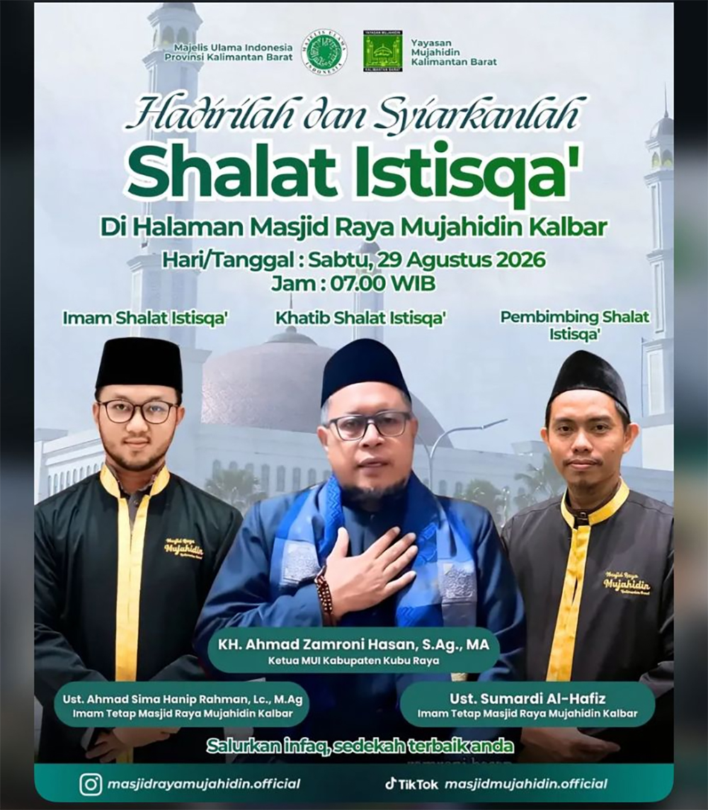 MUI Kalbar Ajak Warga Salat Istisqa, Mohon Hujan di Tengah Kemarau dan Kabut Asap