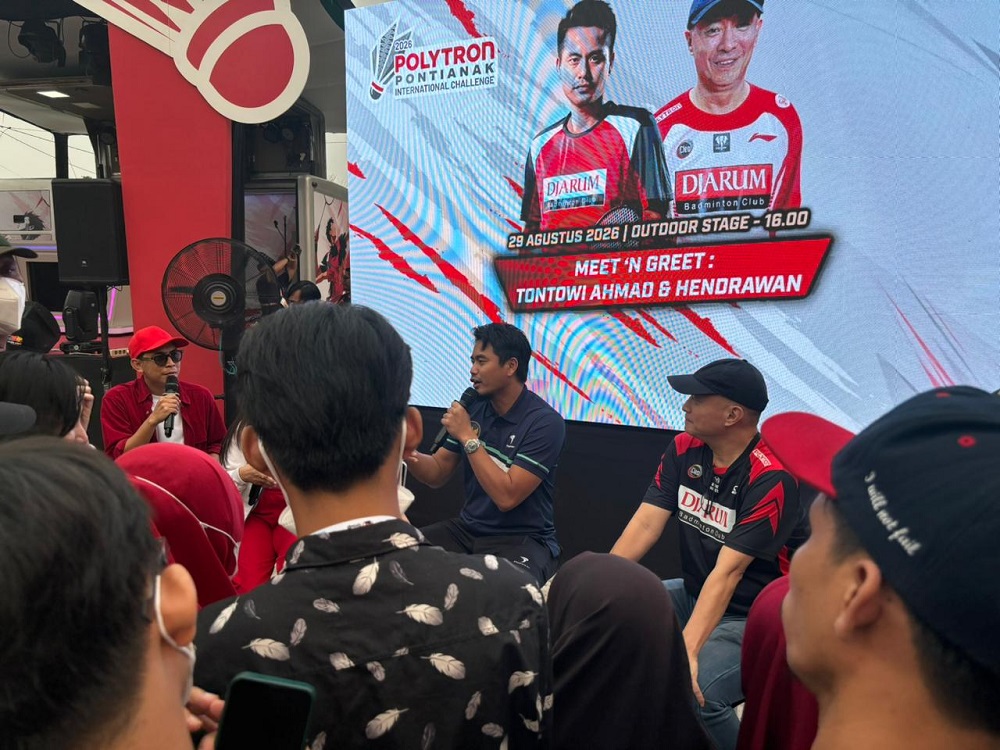 Tontowi Ahmad dan Hendrawan Terpukau Antusiasme Warga di Polytron Pontianak International Challengee