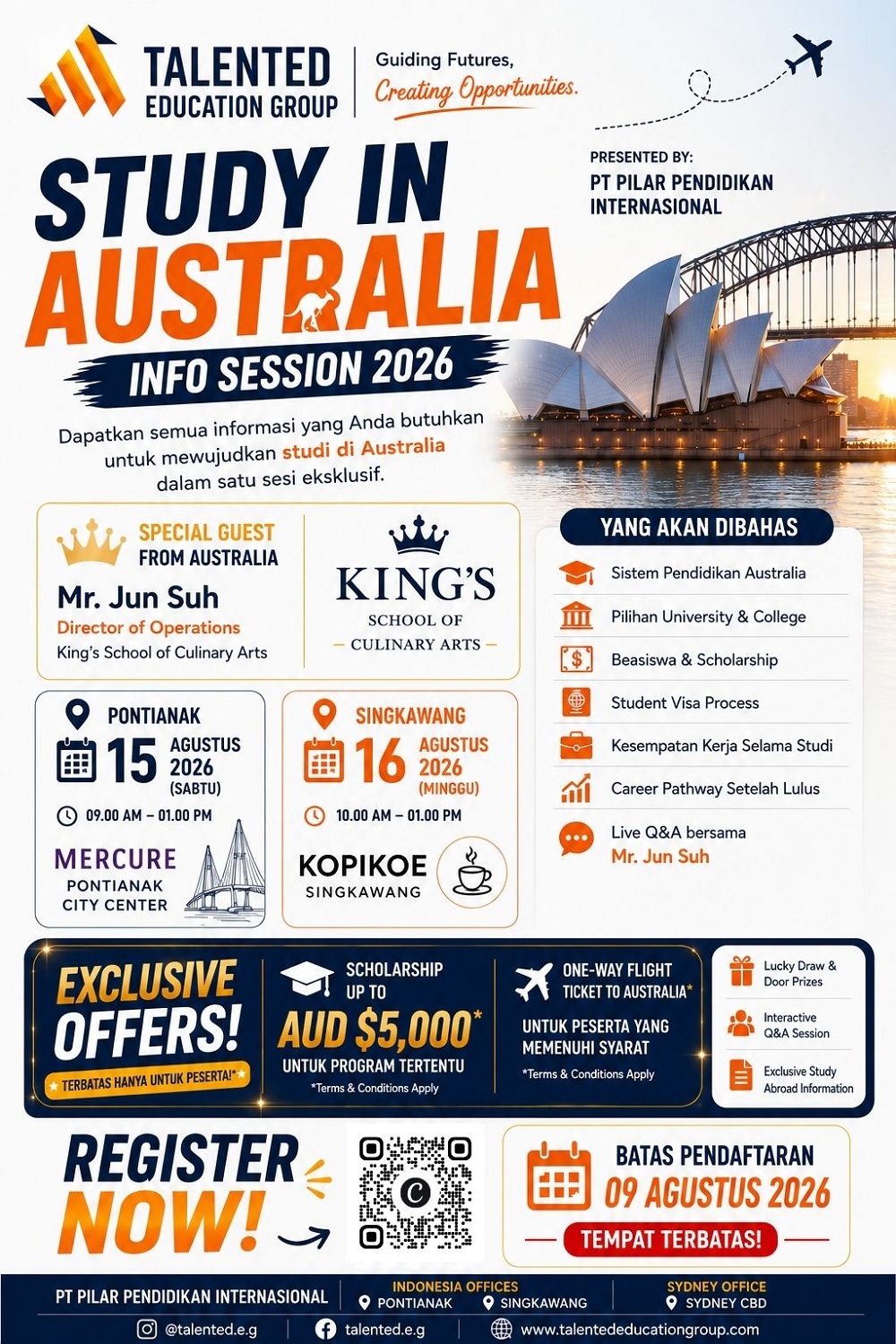 Study in Australia Info Session 2026 Hadir di Pontianak dan Singkawang, Buka Peluang Kuliah ke Negeri Kanguru