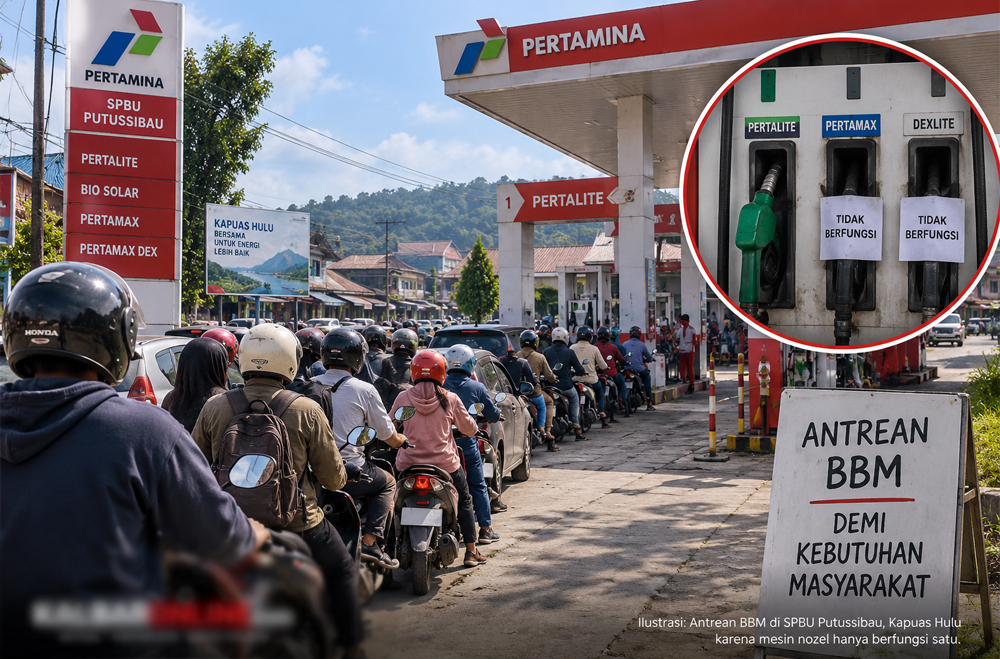 Antrean BBM Mengular di Putussibau, Satgas Diminta Periksa Nozel SPBU yang Hanya Berfungsi Satu